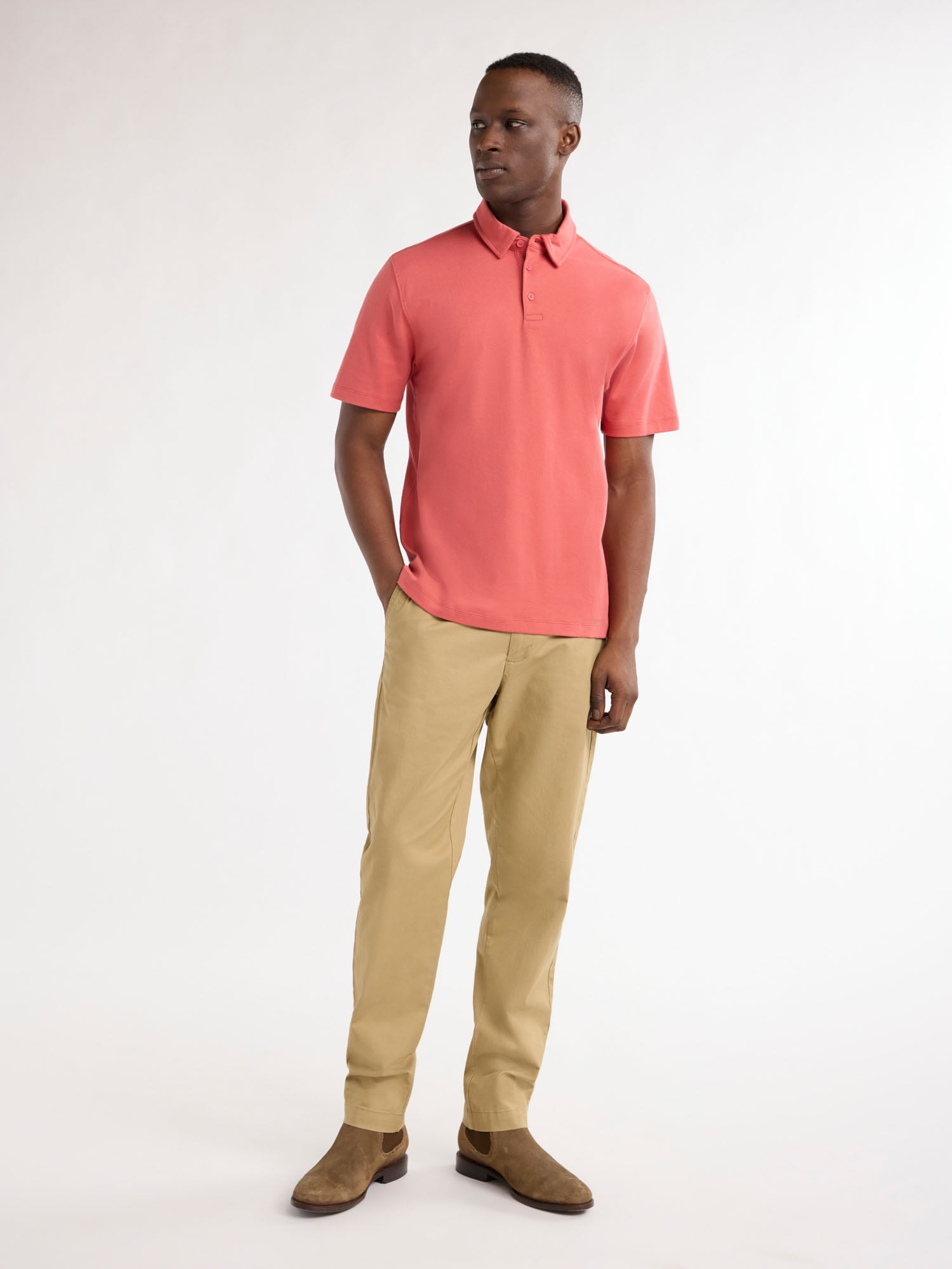 Free Assembly Mens Cotton Polo Shirt with Short Sleeves, Sizes XS-3XL