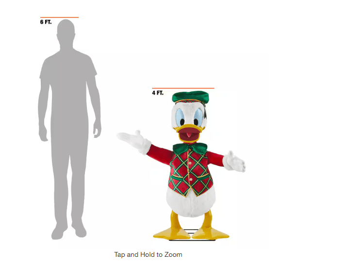4 FT ANIMATED DONALD DUCK ANIMATRONIC  CHRISTMAS  INDOOR HOLIDAY  HOME DECOR