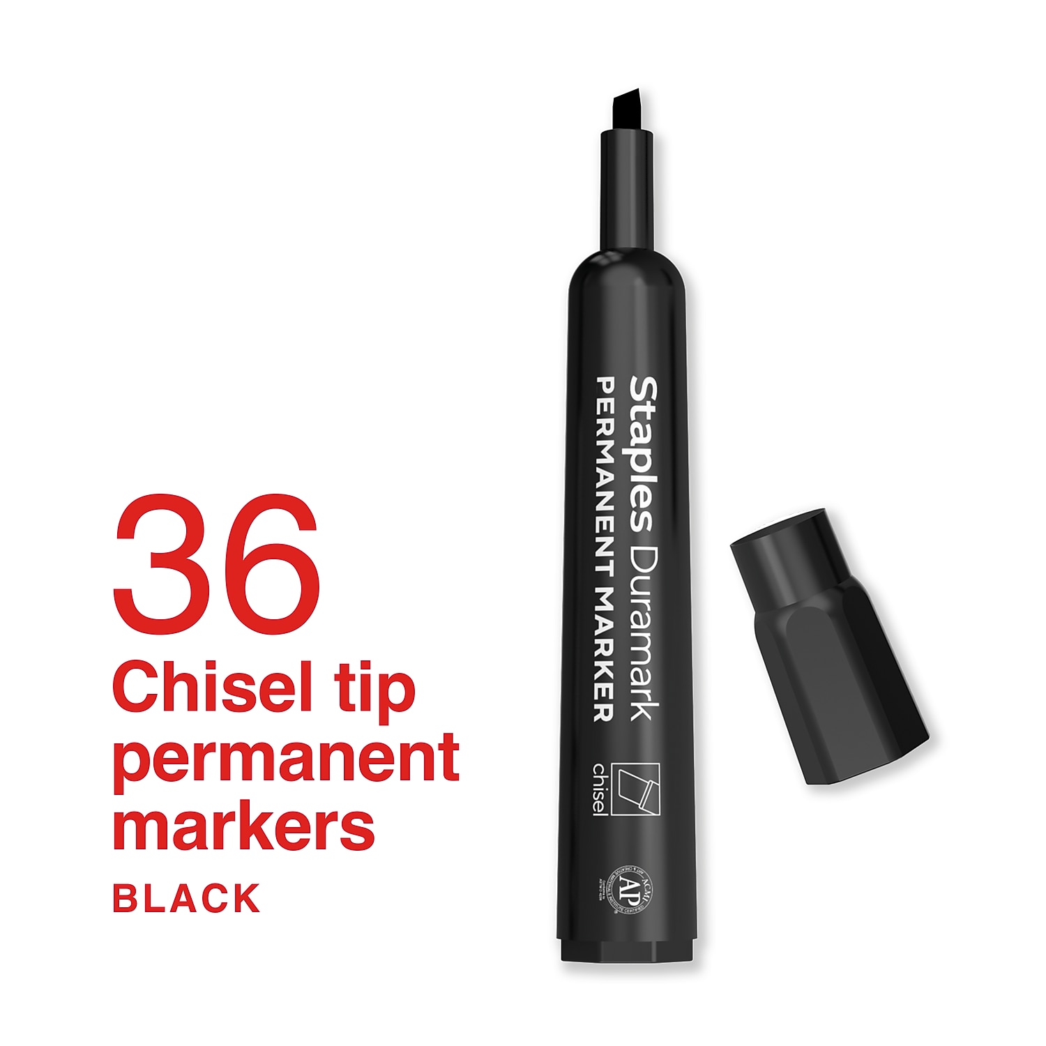 Staples Duramark Tank Marker Chisel Tip Black 36/Pack (ST62928)