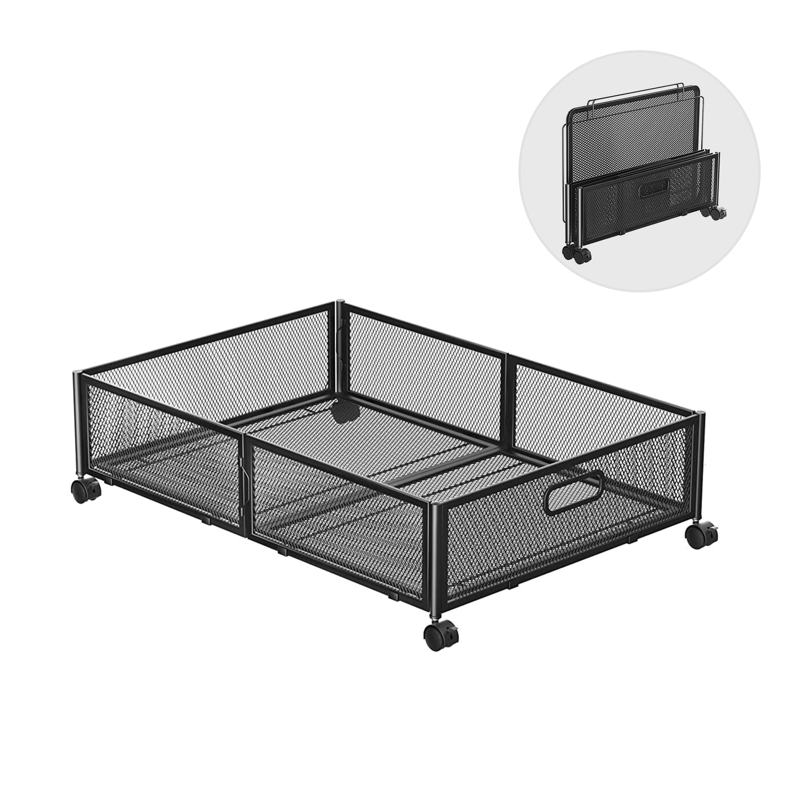 Gecheer Sturdy Detactchable Storage Box Metal Storage Container with Wheels Foldable Storage