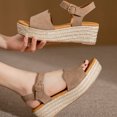 thumbnail image 4 of OAVQHLG3B Wedge Sandals for Women Clearance Women's Fashion Straw Shoes Platform Open Toe Anti-Slip Temperament Wedge Sandals, 4 of 9
