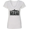 thumbnail image 3 of Inktastic Miami Skyline Grunge Women's V-Neck T-Shirt, 3 of 5