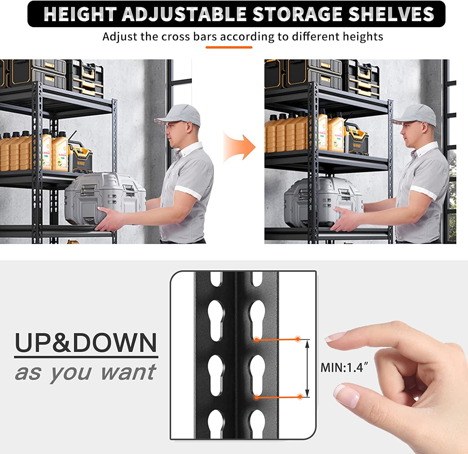 Garage Shelving Heavy Duty Storage Shelves Loads 1690 LBS, Adjustable Metal Shelving Units and Storage Metal Shelves for Storage Rack Shelf for Garage Shelving Heavy Duty Storage Shelves Loads 1690 LBS, Adjustable Metal Shelving Units and Storage Metal Shelves for Storage Rack Shelf for