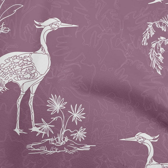 oneOone Cotton Poplin Twill Purple Fabric Asian Japanese Floral Birds With Plants Diy Clothing Quilting Fabric Print Fabric By Yard 56 Inch Wide