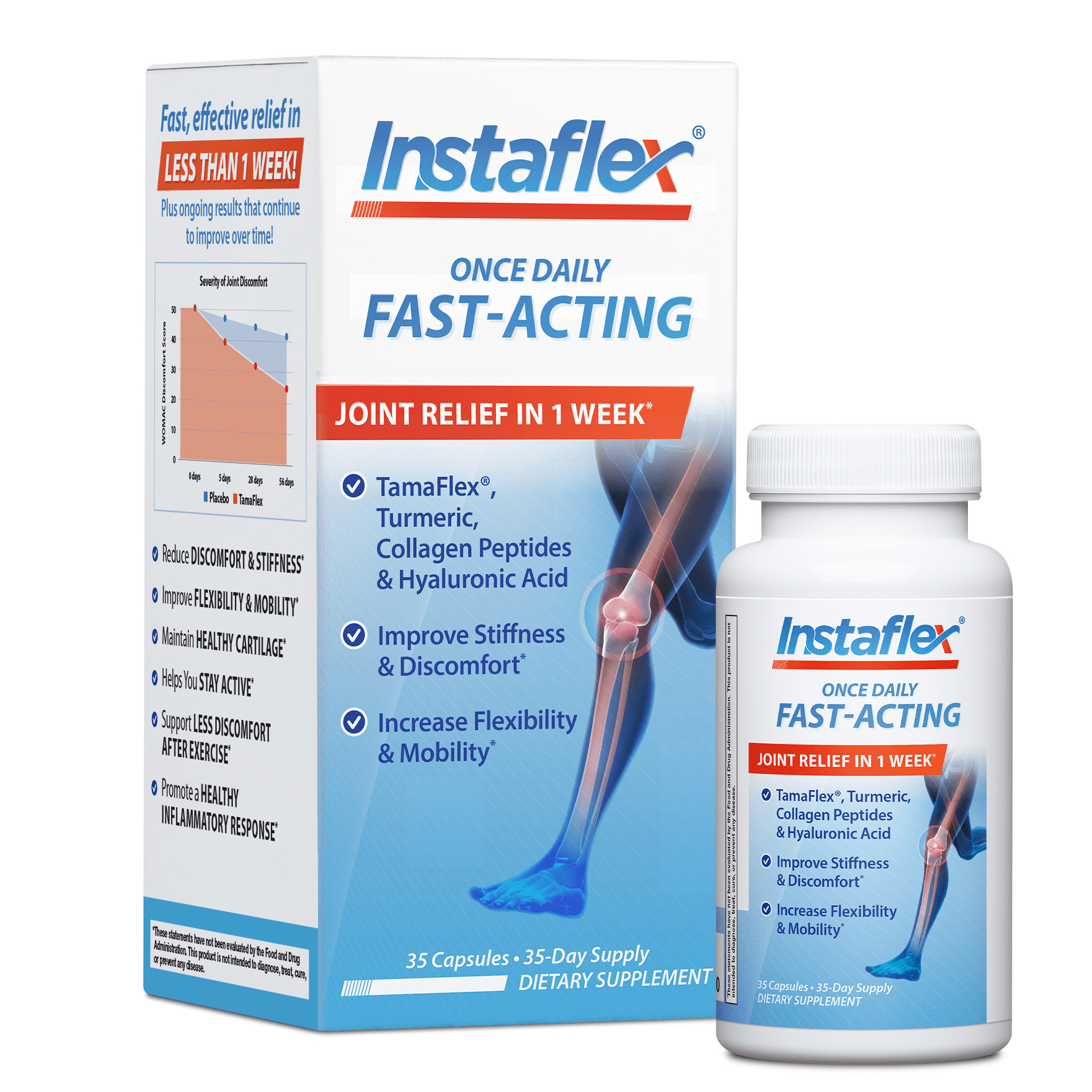 Instaflex® Fast-Acting One Per Day Joint Relief, with Tamaflex, Collagen Peptides, & Turmeric, 35 Capsules
