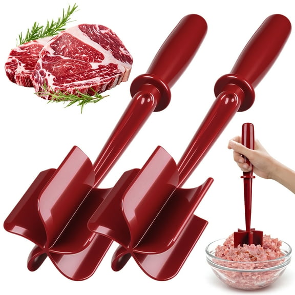 Zacenei Meat Chopper,2Pack 5 Curve Blades Hamburger Chopper Potato Masher Professional Multifunctional Heat Resistant Ground Beef Smasher Meat Separator Non-Stick Mix Chopper Mix&Chop Kitchen Tools