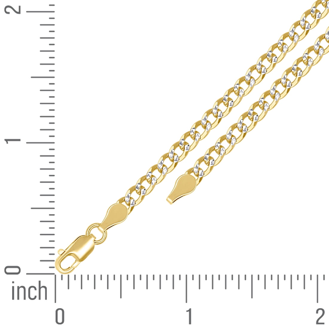 925 Sterling Silver Solid Super Flat Comfort Curb Chain Two-tone 3.7mm Anklet 9 Inch Anklet for Women and Men
