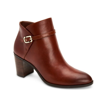 

ALFANI Womens Brown Buckle Accent Cushioned Nadenne Almond Toe Zip-Up Leather Booties 8.5 M