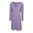 thumbnail image 4 of Pounoo Cowl Neck Dresses for Women Eyelet Embroidered Dressy Tunic Long Sleeve Dress Breathable Elegant Work Office Spring Blouse Gift, 4 of 7