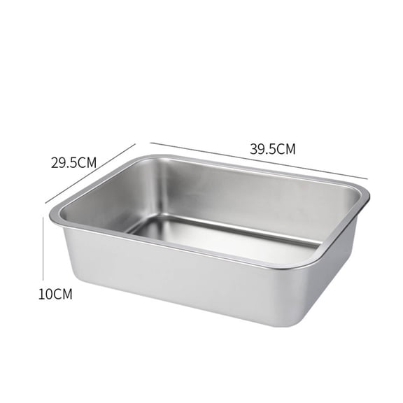 TELOLY Stainless Steel Cat Litter Box,Stainless Steel Material Small Litter Box,Keeps Food Fresh and Hygienic Steel Litter Box,40*30*10CM