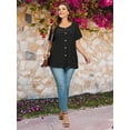 thumbnail image 2 of LATWIIV Womens Summer Short Sleeve Shirts Button Up Tunic Tops Casual Blouse Spring T-Shirts Black_1X, 2 of 7