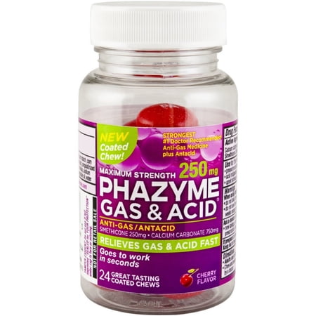 Phazyme Gas & Acid Maximum Strength Coated Chews, Cherry Flavor 24 Each