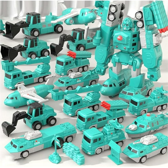 Magnetic Robot Racing Set, 35-piece set (with storage box), construction vehicles and robot toys, perfect for creative play, a 7-in-1 robot toy set.