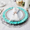 thumbnail image 4 of BalsaCircle 6 Turquoise Gold 13" Acrylic Wooden Textured Round Scalloped Trim Plastic Charger Plates, 4 of 8