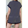 thumbnail image 5 of Women Summer 2 Piece Sets Striped Short Sleeve T Shirts and Shorts Matching Set Navy Blue M, 5 of 6