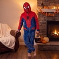 thumbnail image 5 of Unisex Spider Superhero Zip Up Hoodie, Full Mask Plush Fleece Halloween Cosplay Sweatshirt Jacket with Pockets, Red, 2XL, 5 of 5