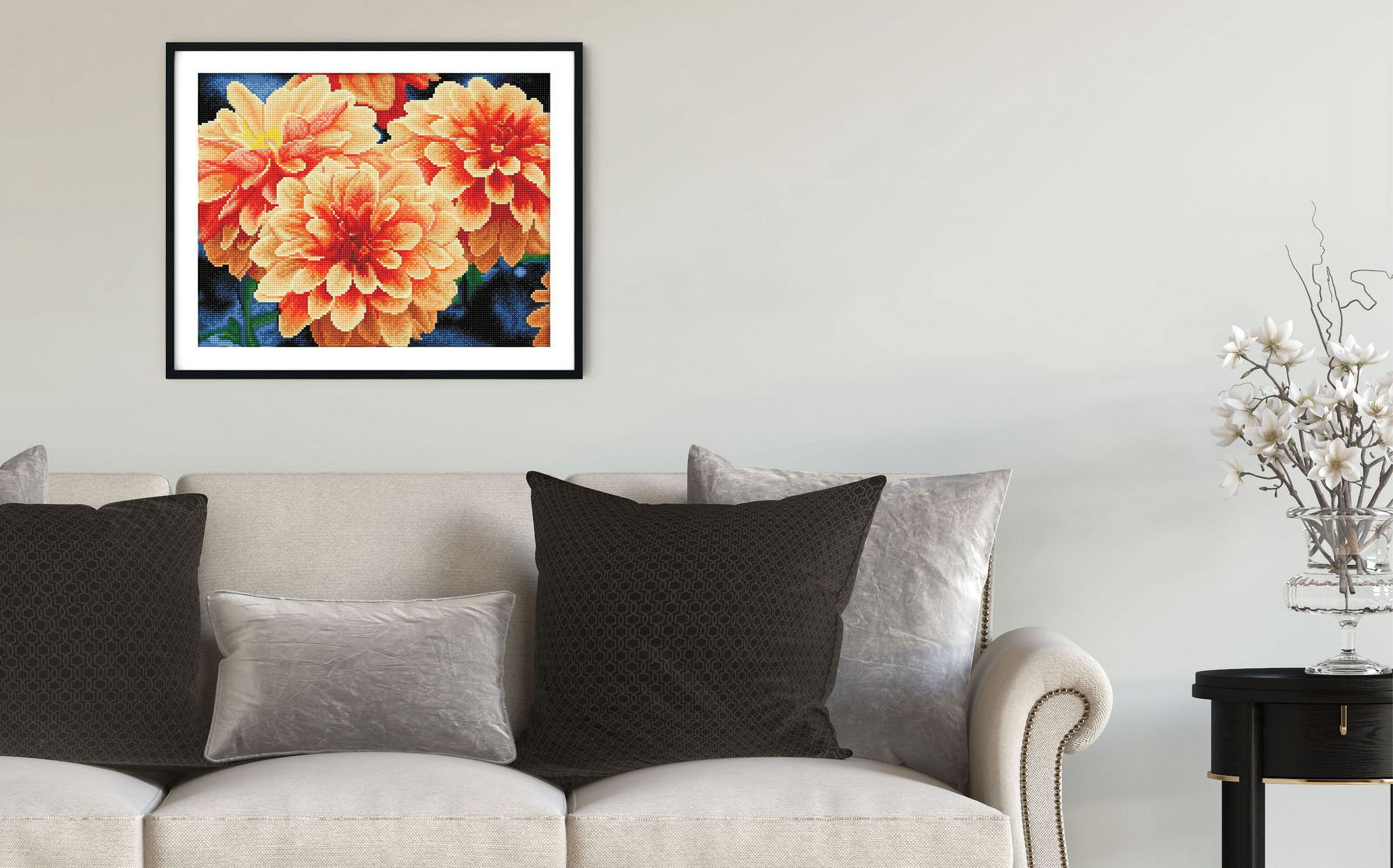 Diamond Dotz Peach Dahlias - Pre-Framed Kit Flower Diamond Painting Kits for Adults - Diamond Art Kits a Relaxing Creative Craft Kit with Dotz Gems 13.7"x17.7"