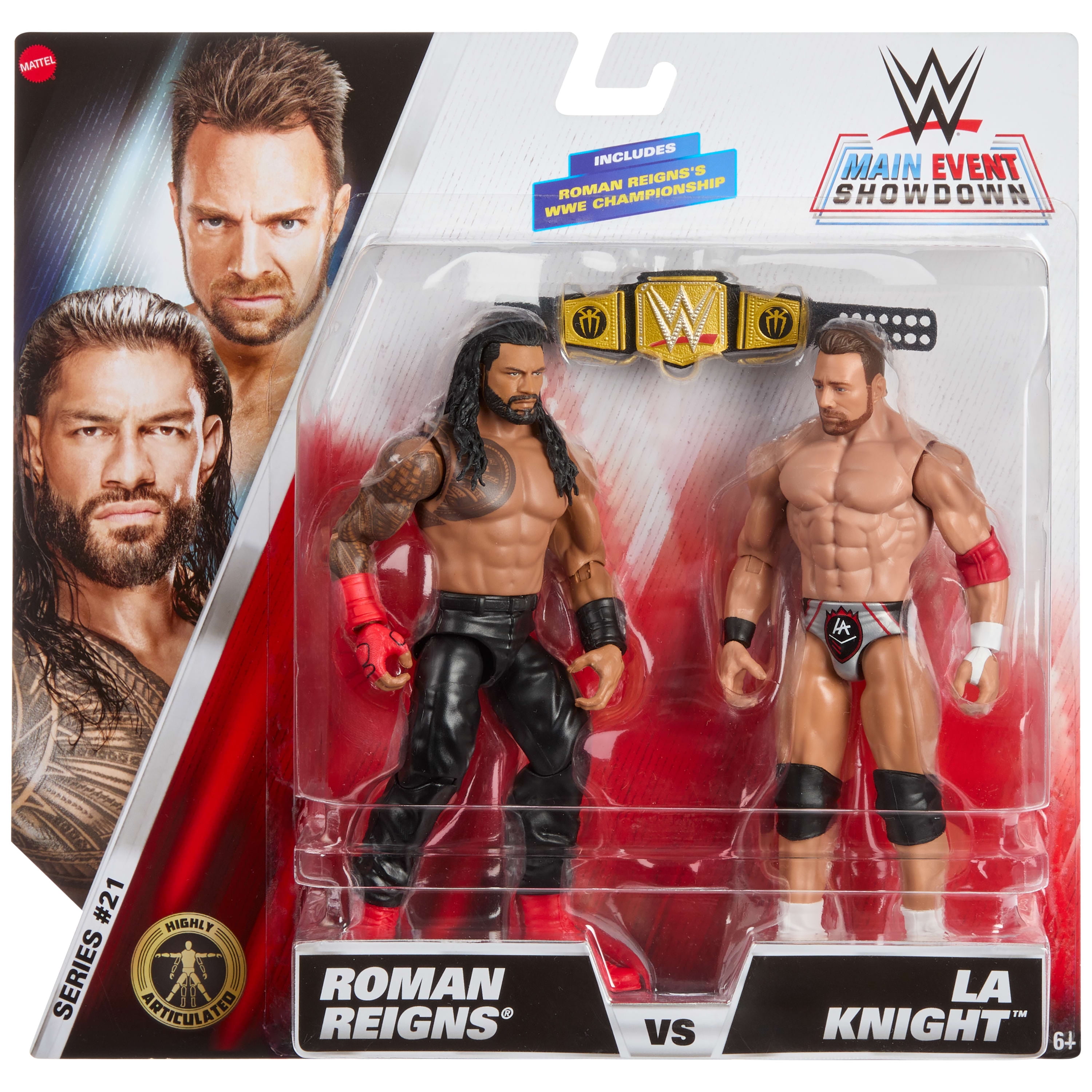 WWE Main Event Showdown Roman Reigns vs LA Knight Action Figures Set, Series #21 6-inch Collectibles