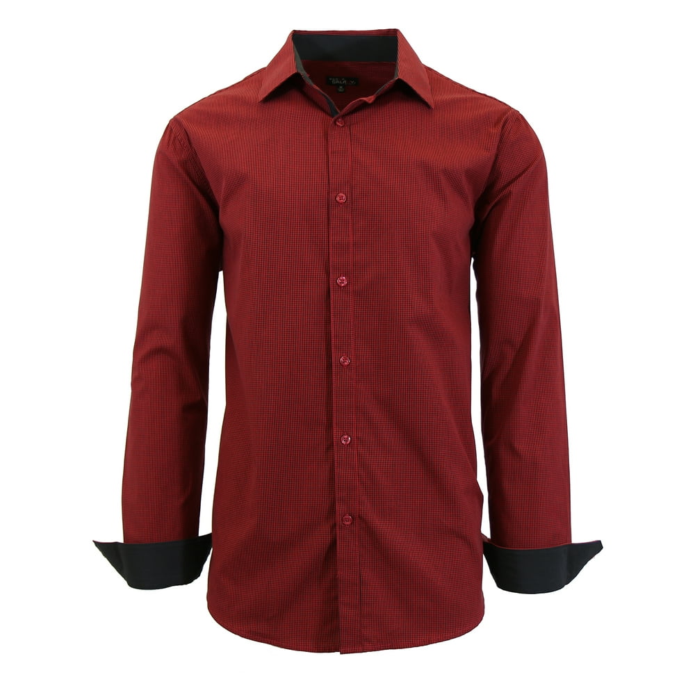 GBH Mens Long Sleeve Slim Fit Pinstripe Dress Shirts