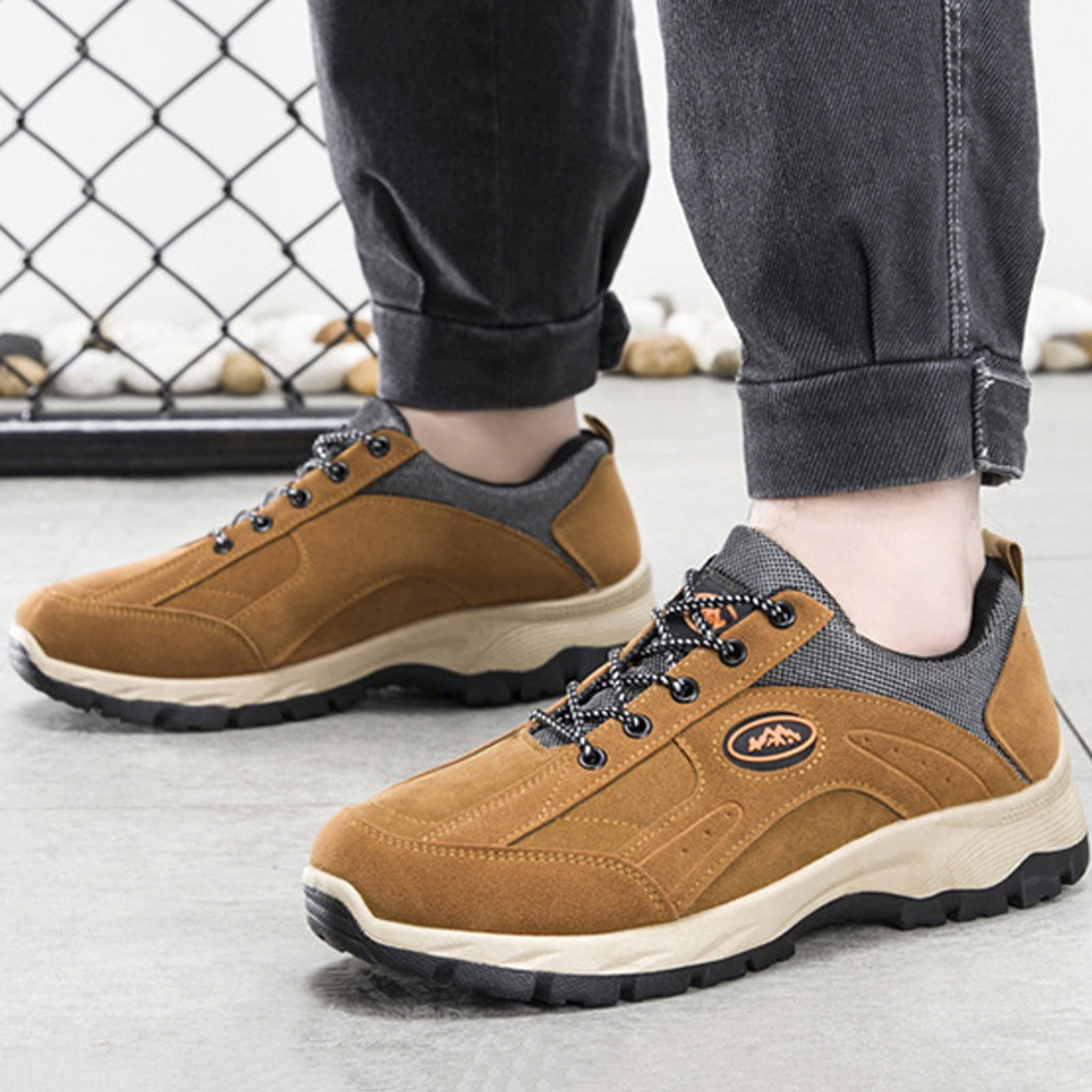 Mepaouo Men's Waterproof Hiking Shoes Lightweight Breathable Trekking Trails Outdoor Shoes(Coffee,9)