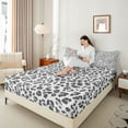 thumbnail image 4 of Feelyou Fashion Leopard Print Bed Sheets for Kids, Cartoon Cheetah Animal King Sheets, Grey Polka Dots Sheet Set, Ultra Soft Home Decor, 4-Piece, 4 of 7