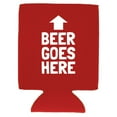 thumbnail image 2 of Beer Goes Here Arrow Up Funny Full Bottom Can Coolie (Red), 2 of 3
