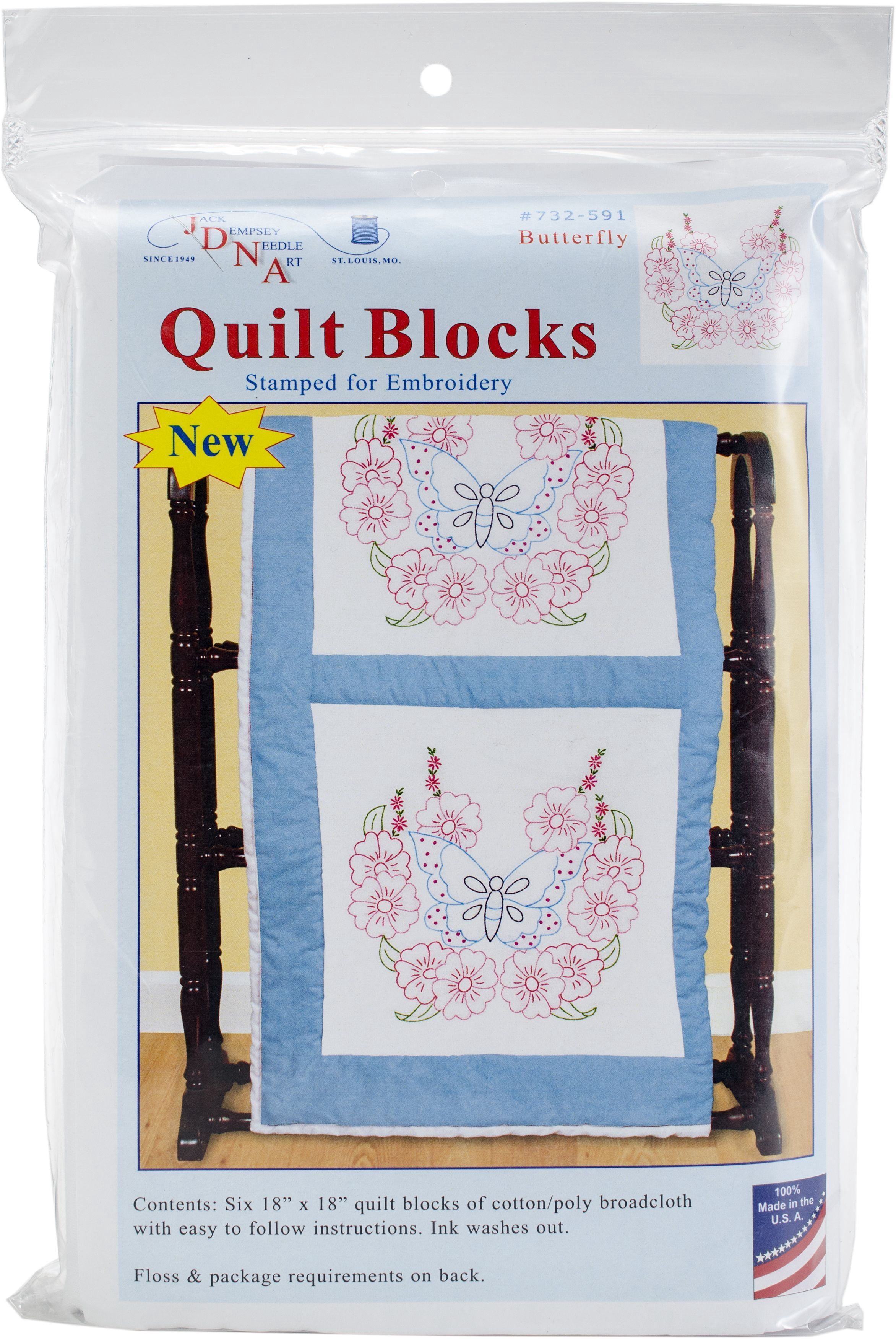 Jack Dempsey Geprägte Quiltblöcke 'Lone Star' – Set Mit 6 Weißen Quadraten à 45,7x45,7 Cm