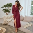 thumbnail image 3 of Women Bathrobe Lace Satin Lingerie Robe Long Sleeve Babydoll Nightie Robes Kimono Robe, 3 of 7