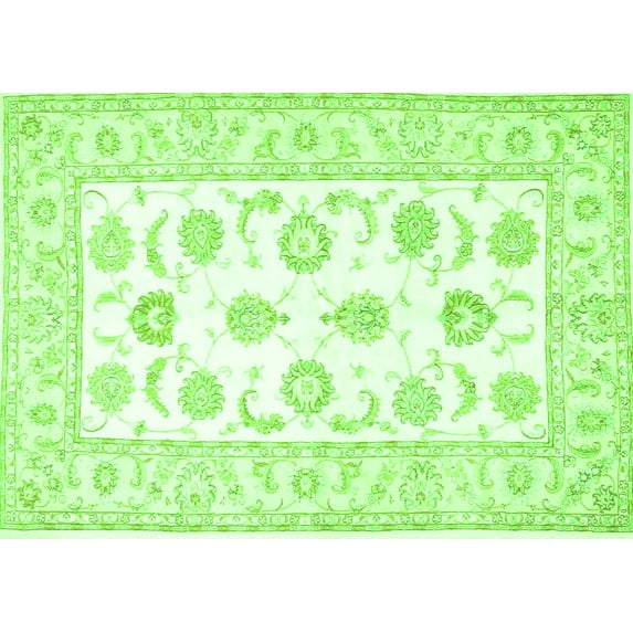 Ahgly Company Indoor Rectangle Oriental Green Traditional Area Rugs, 6' x 9'
