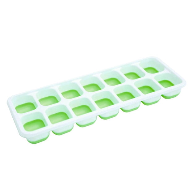 2 * 14 Rejilla Bandeja de cubitos de hielo Molde DIY Congelador de cubitos de hielo de paletas con cubierta verde Tmvgtek suministros de cocina