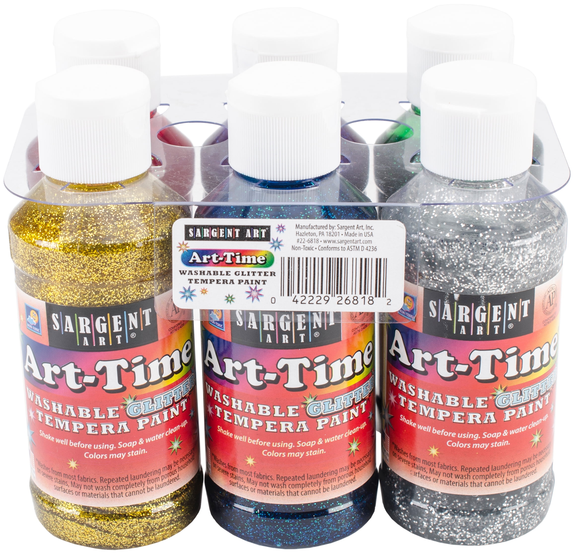ArtTime(R) Washable Tempera Glitter Paint Set 4oz 6/Pkg