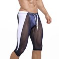 thumbnail image 4 of Miqool Men's Mesh Yoga Capri Pants See Through Stretchy Compression Tight Pants Fitness Sports Workout Leggings Quick Dry Swimsuit Swimwear Beachwear, 4 of 5