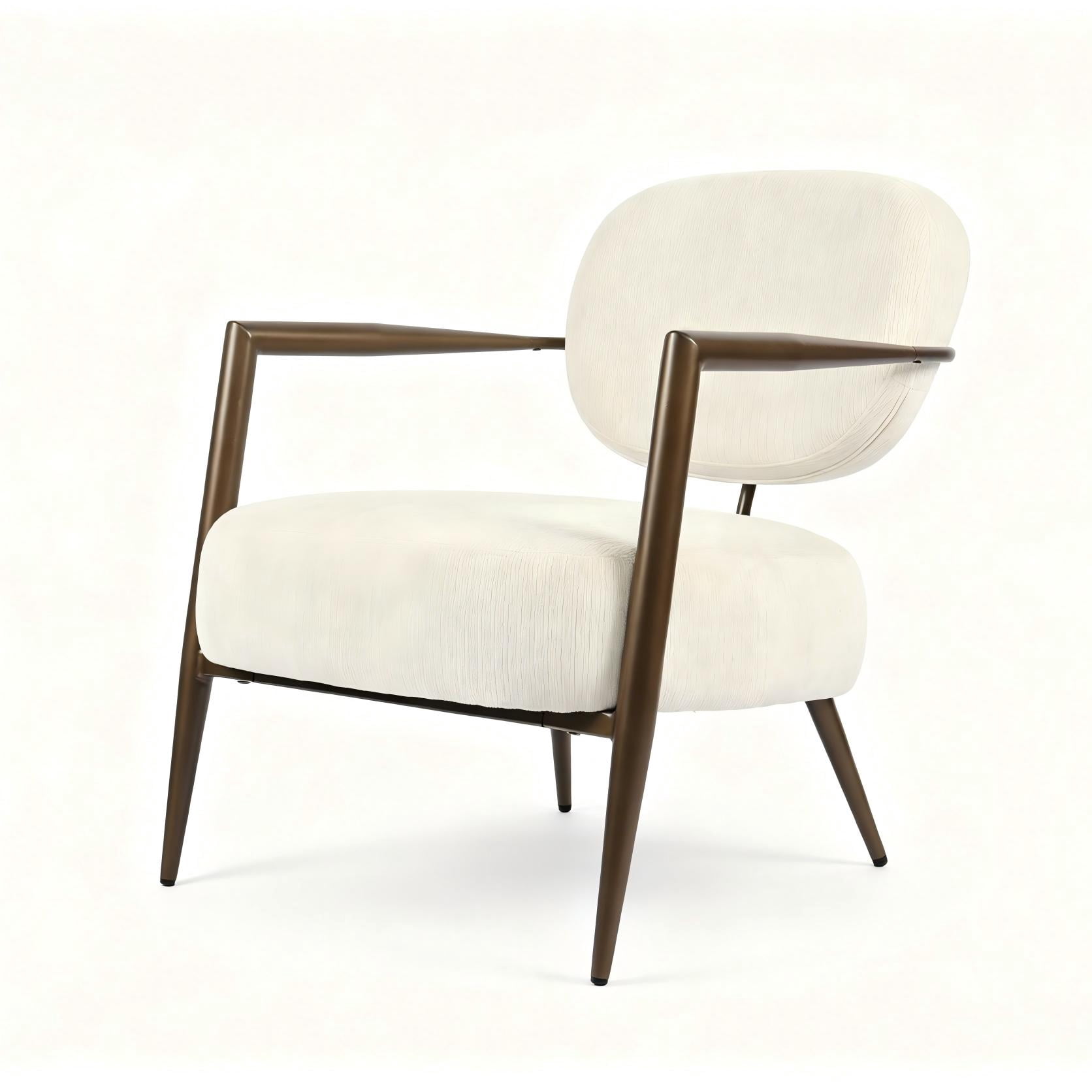 Modern Metal Frame Accent Chair, Upholstered Softy Fabric Side Chair, Mid-Century Comfy Lounge Armchair for Living Room Bedroom Reading Nook, Single Leisure Guest Chair