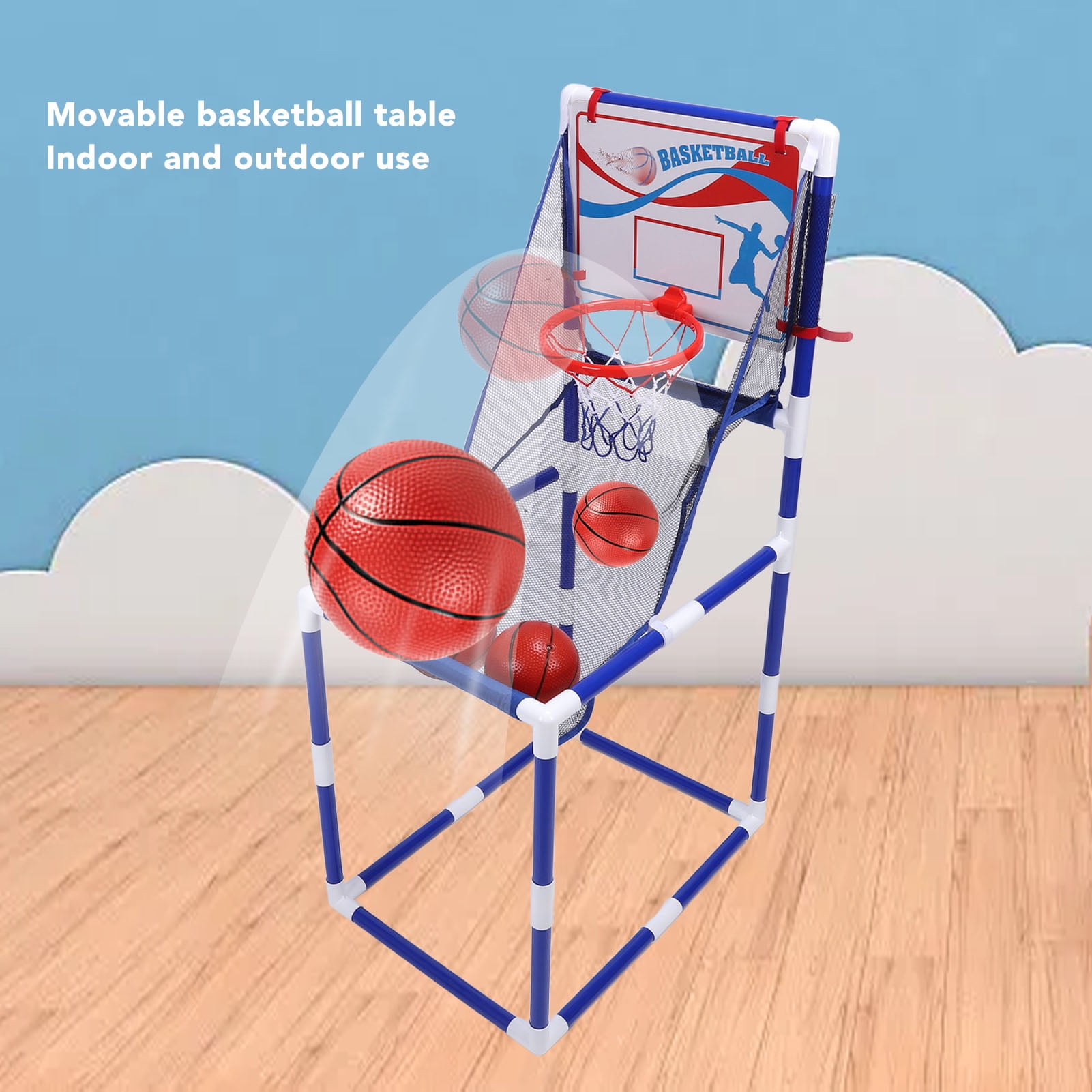 Large Mobile Basketball Set Kids Basketball Hoop Toy Easy Set Up for Indoor