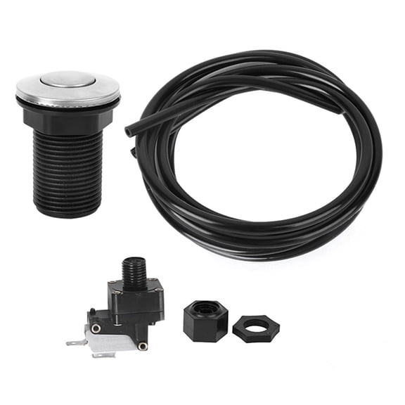 Garbage Disposal Button Air Switch, Stainless Steel Button Pneumatic Switch Starter Switch 32 Buttons Food Waste Disposal (Stainless Steel Brushed Cover)
