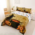 thumbnail image 2 of Manfei Vintage Witch Bats King Size Comforter Sets 3pcs, Halloween Pumpkin Sunflower Comforters King Size, Beige Orange Black,Reversible,1 Comforter and 2 Pillowcases, 2 of 6