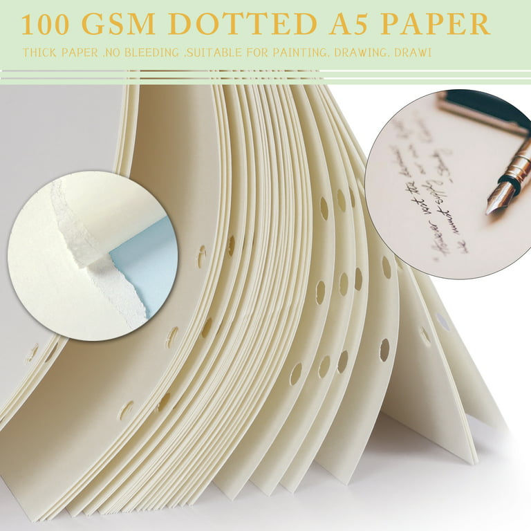 3 Pack A5 Dotted Paper, 6 Holes 135 Sheets A5 Refill Paper