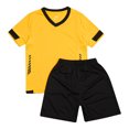 thumbnail image 3 of Alvivi Kids Boys Football Training Tracksuit Short Sleeve Sport Gym Jersey Shirts with Shorts Set Yellow 7-8, 3 of 7