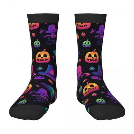

Generic Happy Halloween Pumpkins Ghosts Kids Mid-Calf Socks (3D Print Style) 3 Black