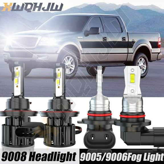 For Ford F-150 2004-2010 2011 LED Headlight Bulbs 9008/H13 High Low Beam 9145 Fog Light 4pc