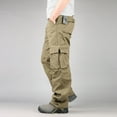 thumbnail image 3 of Pantalones largos para hombre, pantalones deportivos casuales con bolsillos cargo y cordones, pantalones largos tipo lápiz, pantalones de algodón y poliéster para hombre, 3 of 8