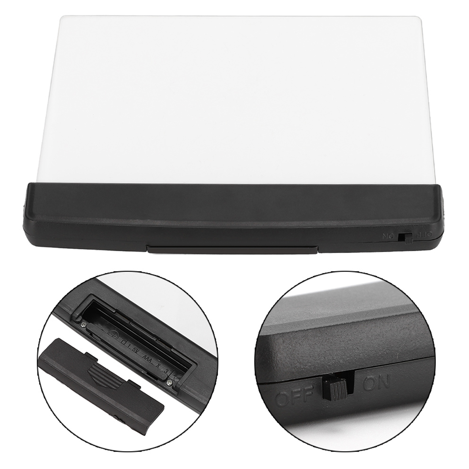Lampe De Livre Plate LED - Pour Lire Au Lit Sans Déranger, écran Acrylique 17x14,5 Cm, Alimentation 3xAAA