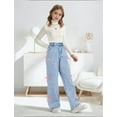 thumbnail image 3 of OYYN Baggy Jeans for Girls Wide Leg High Elastic Waist Adorned with Cute Bow Trendy Y2K Denim Pants Boyfriend Skater Streetwear & School, 3 of 8