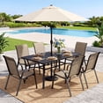 thumbnail image 2 of TLSUNNY Outdoor Dining Table and 6 Chairs Set, W/ Adjustable Umbrella Hole, Stackable Chairs, for All Weather Garden, Party, Backyard, 2 of 12