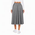 thumbnail image 3 of Women's Knit A-Line Midi Skirt with Side Pockets Elastic High Waist Loose Fit Casual Skirt for Work Daily Wear, 3 of 7