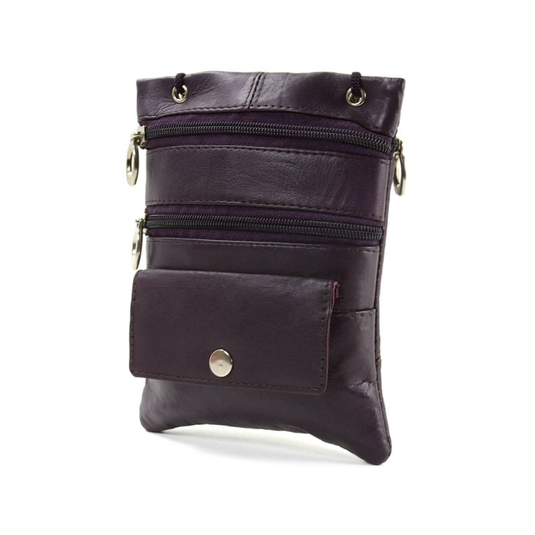 Soft Leather Purse Organizer Shoulder Bag 4 Pocket Micro Handbag Travel  Wallet