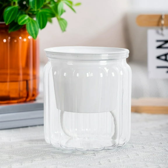 QISIWOLE Self Watering Planter Plastic, 4 Inch Plant Pots Indoor, Small Self Watering Orchid Pot Pumpkin Planter Flower Pot for All House Plants, Flowers, African Violets (Clear)