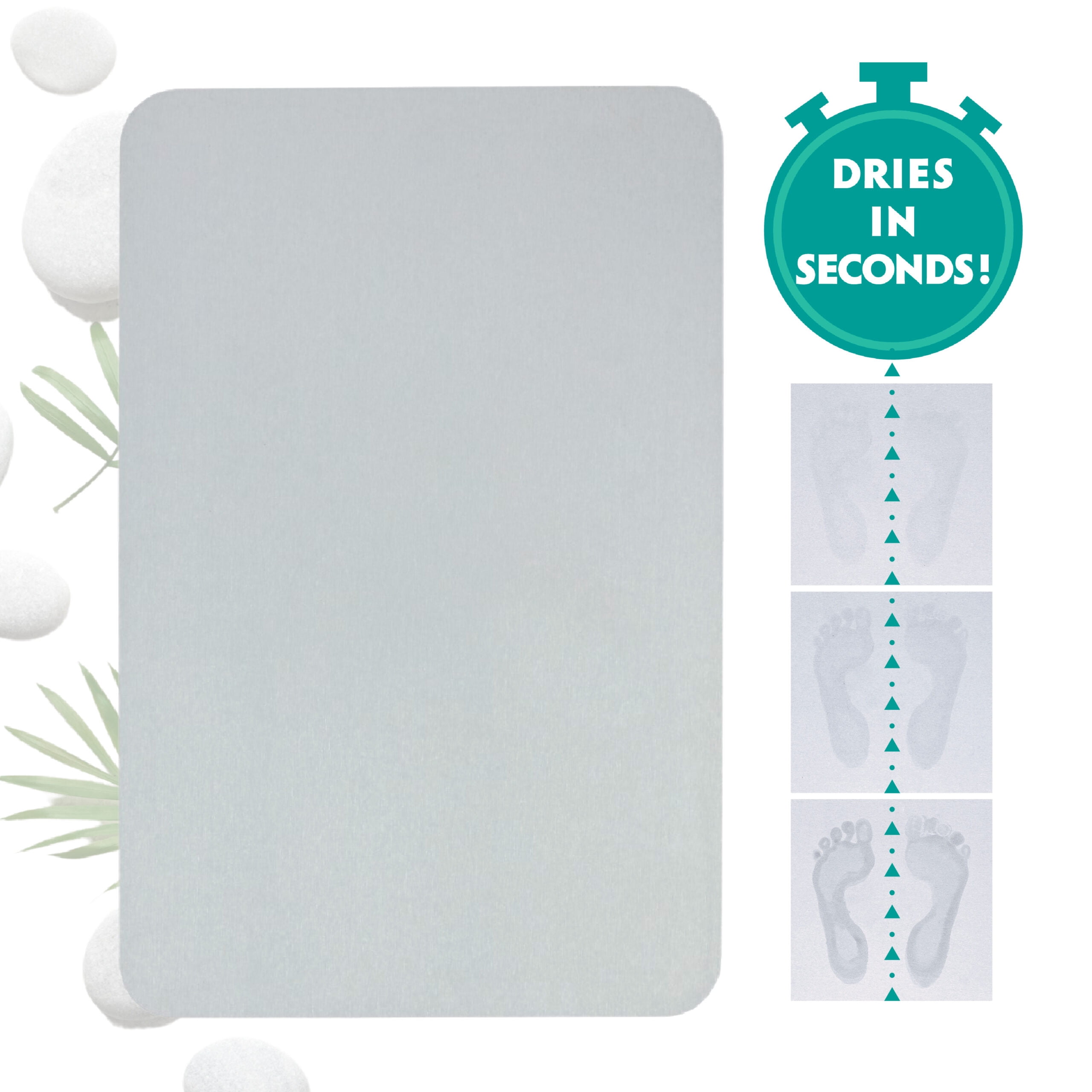 SlipX Solutions Quick-Dry Absorbent Non-Slip Bath Mat Made of Diatomaceous Earth (Eco-Friendly Stone Floor Mat, 17.75” x 13.75”)