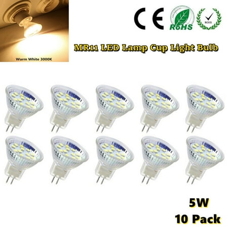 

Rosnek MR11 LED Light Bulbs 3W/5W AC/DC12V-24V Halogen LED Bulbs GU4 Bi-Pin Base 1/4/6/10 Pack