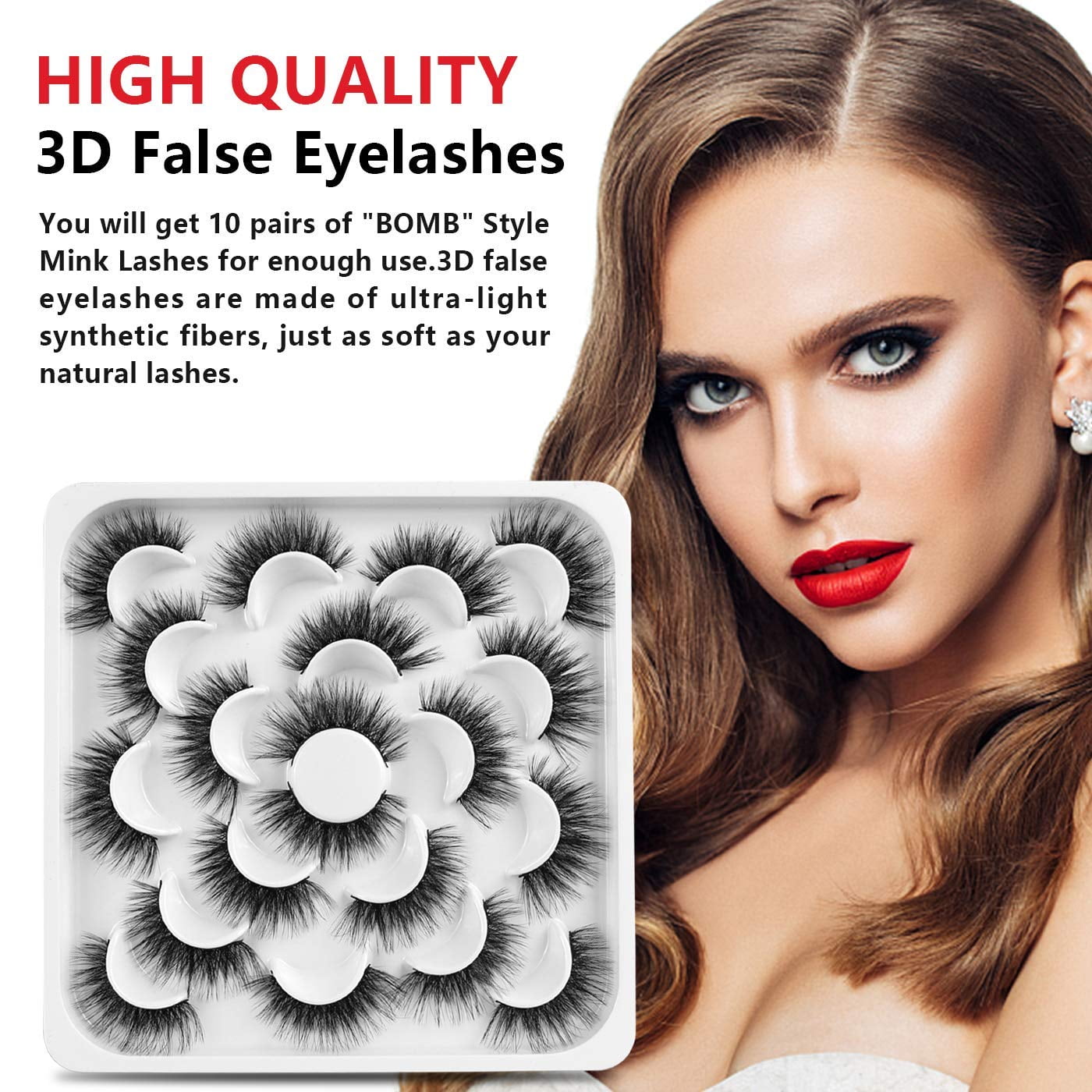 False Eyelashes 10 pairs Selfadhesive eyeliner set Thick